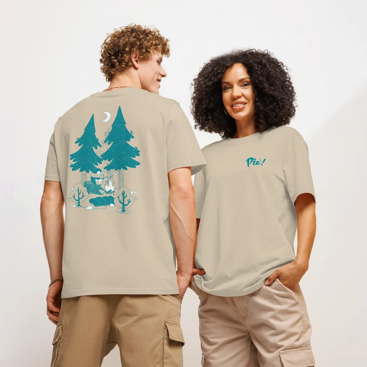 Pio Goes Camping Pouch Unisex Organic T-Shirt